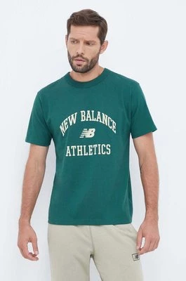 New Balance t-shirt bawełniany kolor zielony z nadrukiem