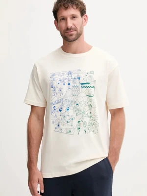 New Balance t-shirt bawełniany męski kolor beżowy wzorzysty MT53916PEF