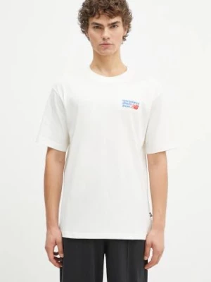 New Balance t-shirt bawełniany męski kolor beżowy z aplikacją MT41908SST