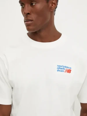 Zdjęcie produktu New Balance t-shirt bawełniany męski kolor beżowy z aplikacją MT41908SST