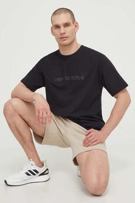 New Balance t-shirt bawełniany MT41559BK męski kolor czarny z nadrukiem MT41559BK