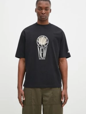 New Balance t-shirt bawełniany męski kolor czarny z nadrukiem MT44585BK