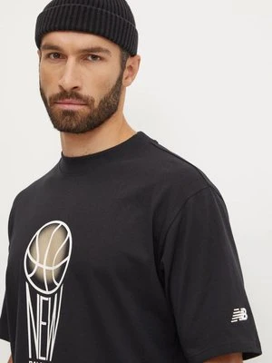 New Balance t-shirt bawełniany męski kolor czarny z nadrukiem MT44585BK