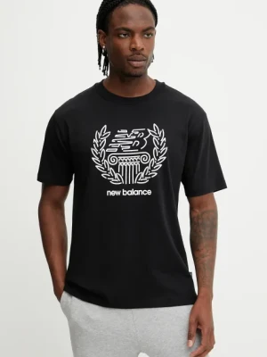 New Balance t-shirt bawełniany męski kolor czarny z nadrukiem MT51974BK