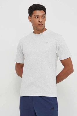 New Balance t-shirt bawełniany MT41533AHH męski kolor szary z aplikacją