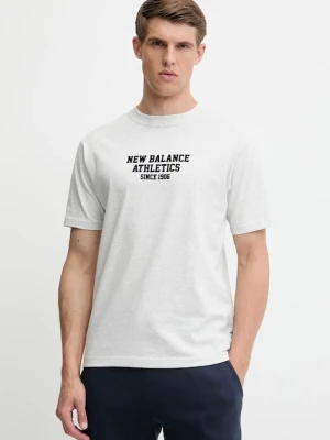 New Balance t-shirt bawełniany męski kolor szary z aplikacją MT51526AHH