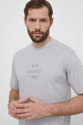 New Balance t-shirt bawełniany MT41519AG męski kolor szary z nadrukiem MT41519AG