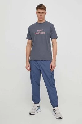 New Balance t-shirt bawełniany MT41582GT męski kolor szary z nadrukiem MT41582GT