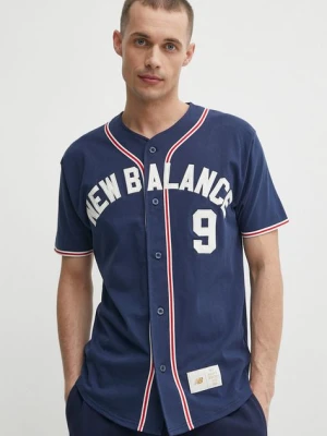 New Balance t-shirt bawełniany MT41512NNY męski kolor granatowy z aplikacją MT41512NNY