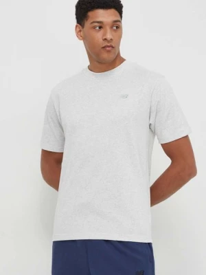 New Balance t-shirt bawełniany MT41533AHH męski kolor szary z aplikacją