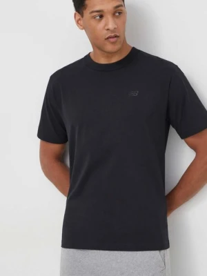 New Balance t-shirt bawełniany MT41533BK męski kolor czarny z aplikacją