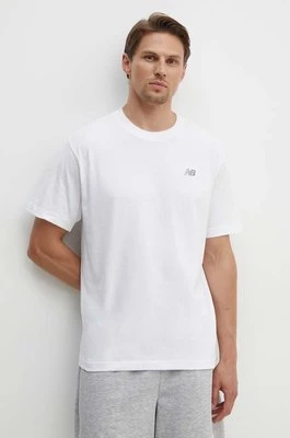 New Balance t-shirt bawełniany Small Logo męski kolor biały z aplikacją MT41509WTCHEAPER