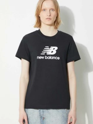 New Balance t-shirt bawełniany Sport Essentials damski kolor czarny WT41502BK