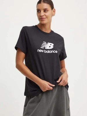 New Balance t-shirt bawełniany Sport Essentials damski kolor czarny WT41502BK