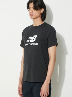 New Balance t-shirt bawełniany Sport Essentials męski kolor czarny z nadrukiem MT41502BK