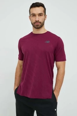 New Balance t-shirt do biegania Q Speed kolor bordowy gładki