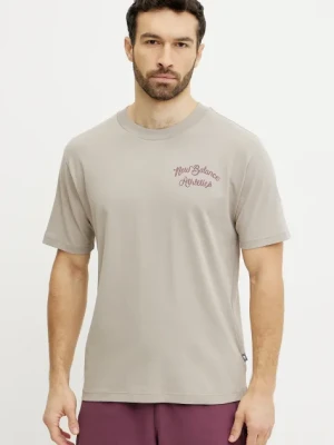 New Balance t-shirt męski kolor beżowy z nadrukiem MT43556ADS