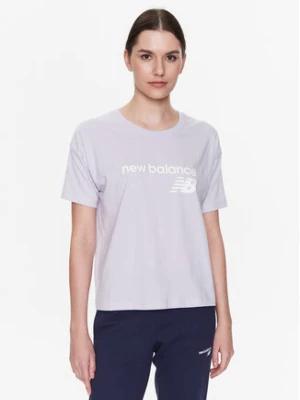 New Balance T-Shirt Stacked WT03805 Fioletowy Relaxed Fit