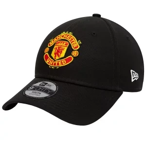 New Era 9FORTY Kids Core Manchester United FC Cap 11217685, Dla chłopca, Czarne, czapki z daszkiem, poliester, rozmiar: YOUTH