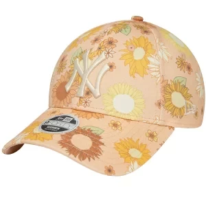 New Era 9FORTY New York Yankees Floral All Over Print Cap 60435003, Damskie, Pomarańczowe, czapki z daszkiem, bawełna, rozmiar: OSFM