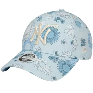 New Era 9FORTY New York Yankees Floral All Over Print Cap 60435004, Damskie, Niebieskie, czapki z daszkiem, bawełna, rozmiar: OSFM