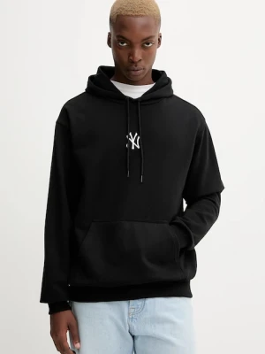 New Era bluza męska kolor czarny z kapturem z aplikacją 60675759