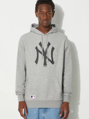 New Era bluza męska kolor szary z kapturem z nadrukiem NEW YORK YANKEES