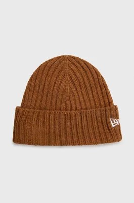 New Era czapka Cuff Beanie kolor brązowy z cienkiej dzianiny 60364240