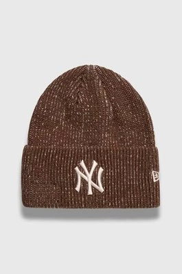 New Era czapka kolor brązowy z grubej dzianiny NEW YORK YANKEES