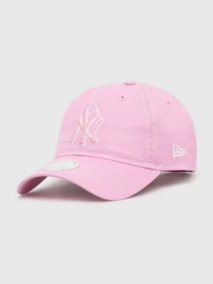 New Era czapka z daszkiem bawełniana 9Forty New York Yankees kolor różowy z aplikacją 60434987