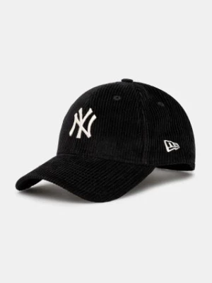 New Era czapka z daszkiem bawełniana CORD 9FORTY® NEW YORK YANKEES kolor czarny z aplikacją 60565251