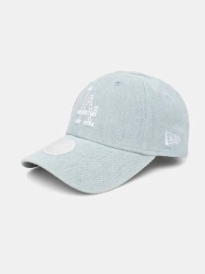 New Era czapka z daszkiem bawełniana DIAMANTE DENIM 9FORTY® LOS ANGELES DODGERS kolor niebieski z aplikacją 60565484