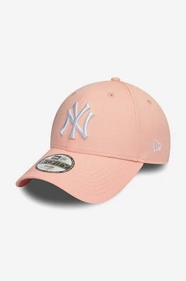 New Era czapka z daszkiem bawełniana dziecięca kolor różowy z aplikacją