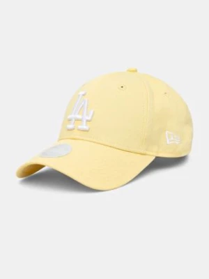 New Era czapka z daszkiem bawełniana ESS 9FORTY® LOS ANGELES DODGERS kolor żółty z aplikacją 60565240