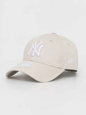 New Era czapka z daszkiem bawełniana kolor beżowy wzorzysta NEW YORK YANKEES