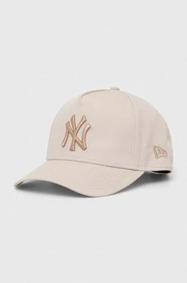 New Era czapka z daszkiem bawełniana kolor beżowy z aplikacją NEW YORK YANKEES