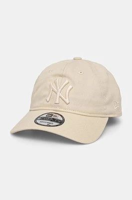 New Era czapka z daszkiem bawełniana NEW YORK YANKEES kolor beżowy z aplikacją 60565106