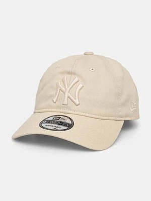 New Era czapka z daszkiem bawełniana NEW YORK YANKEES kolor beżowy z aplikacją 60565106