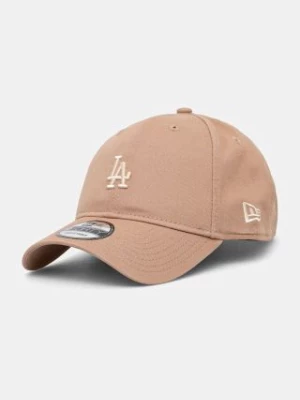 New Era czapka z daszkiem bawełniana WASHED 9FORTY® LOS ANGELES DODGERS kolor brązowy z aplikacją 60565340