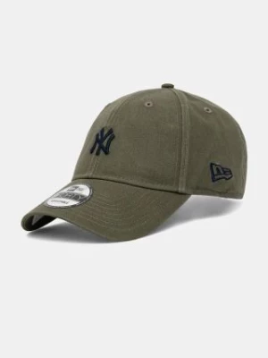 New Era czapka z daszkiem bawełniana WASHED 9FORTY® NEW YORK YANKEES kolor zielony z aplikacją 60565336