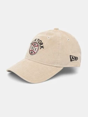 New Era czapka z daszkiem CORD 9TWENTY® kolor beżowy z aplikacją 60565322