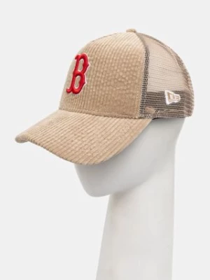 New Era czapka z daszkiem CORD TRUCKER BOSTON RED SOX kolor beżowy z aplikacją 60565522