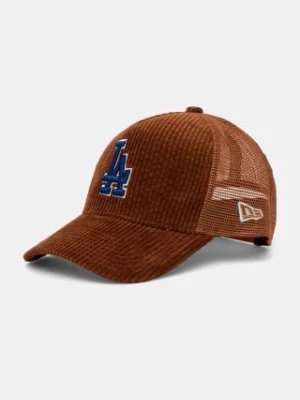 New Era czapka z daszkiem CORD TRUCKER LOS ANGELES DODGERS kolor brązowy z aplikacją 60565521