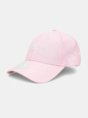 New Era czapka z daszkiem JACQUARD 9FORTY® NEW YORK YANKEES kolor różowy z aplikacją 60565270