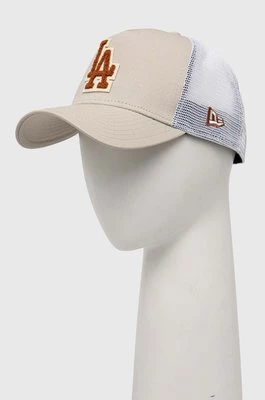 New Era czapka z daszkiem kolor beżowy z aplikacją LOS ANGELES DODGERS