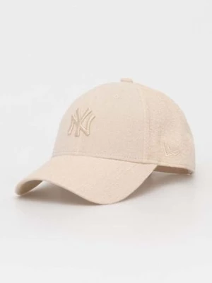 New Era czapka z daszkiem kolor beżowy z aplikacją NEW YORK YANKEES