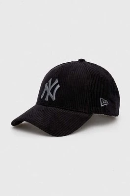 New Era czapka z daszkiem sztruksowa kolor czarny z aplikacją NEW YORK YANKEES