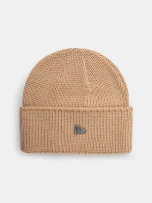 New Era czapka z domieszką wełny WIDE CUFF BEANIE kolor beżowy  60565427