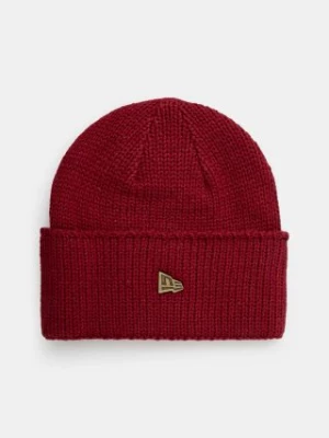 New Era czapka z domieszką wełny WIDE CUFF BEANIE kolor bordowy  60565442