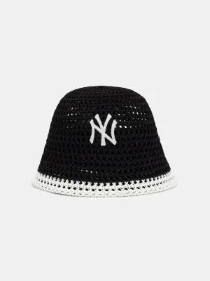 New Era kapelusz bucket pleciony KNITTED BUCKET NYY czarny